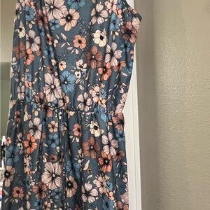 SHEIN Blue and Cream Floral Dress